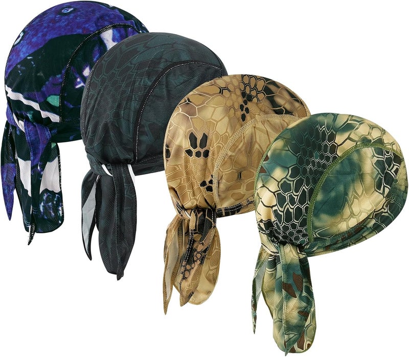 DOCILA 4 Pcs Do Rags Skull Caps for Men Fashion Sweat Wicking Helmet Liner Beanie Breathable Motorcycle Cycling Sports Cap - Image 1